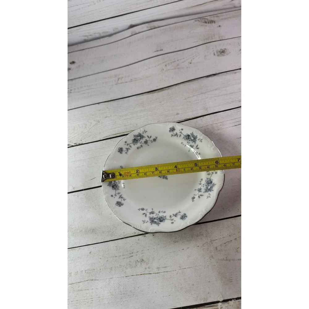 Johann Haviland‎ Blue Garland Bread Plates Set of 4 Bavaria Germany Platinum